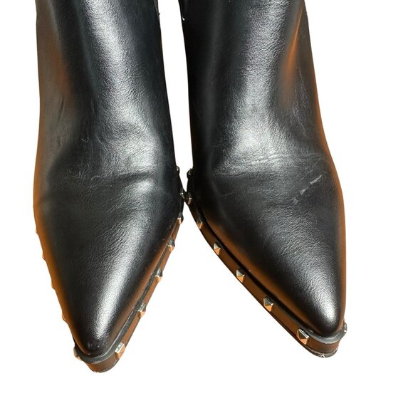 Charles David Sz 7.5 Dodger Black Pointed Toe Studded Ankle Chelsea Boots Moto - Picture 7 of 12